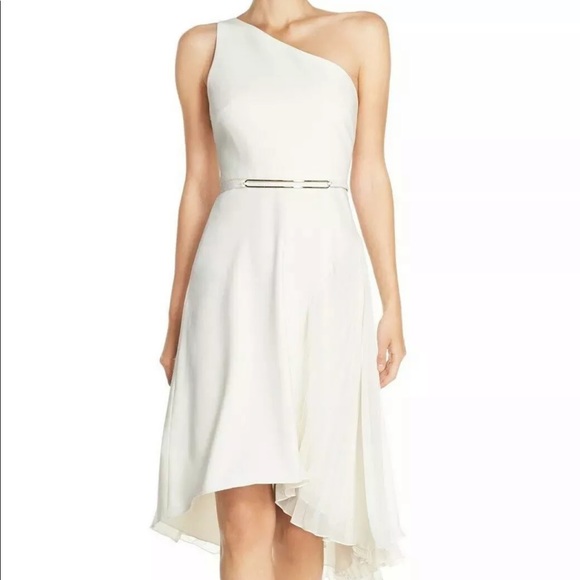 HALSTON HERITAGE Dress One-Shoulder Sz 10 - Picture 2 of 12